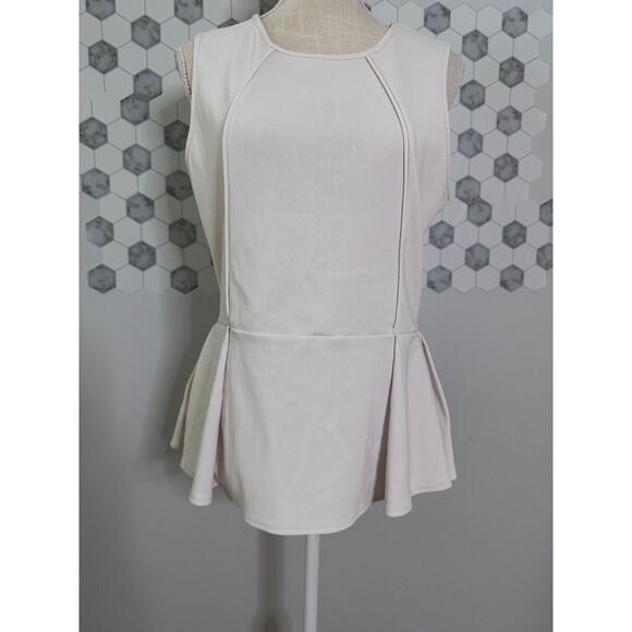 Boston Proper Women's Sleeveless Pleated Peplum Blouse Size Large - Picture 1 of 7